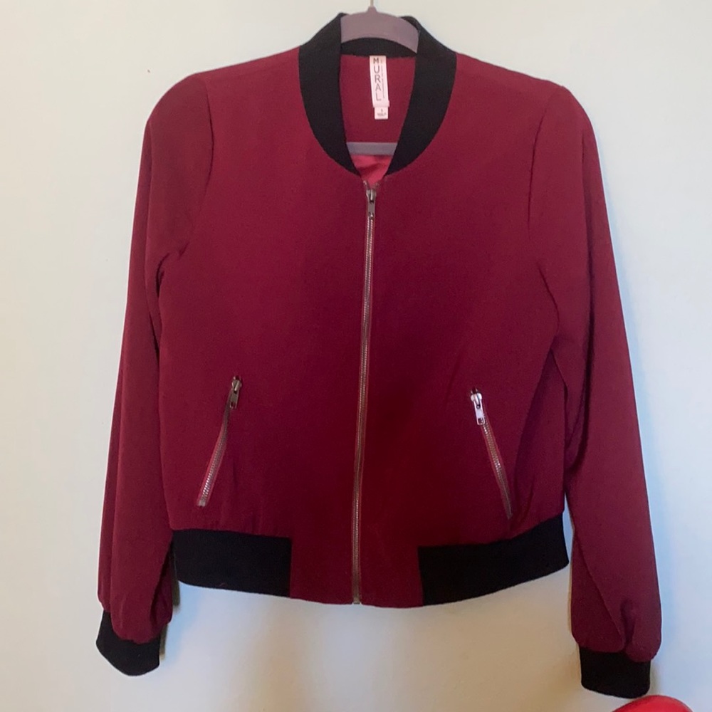 RED SILK BOMBER JACKET